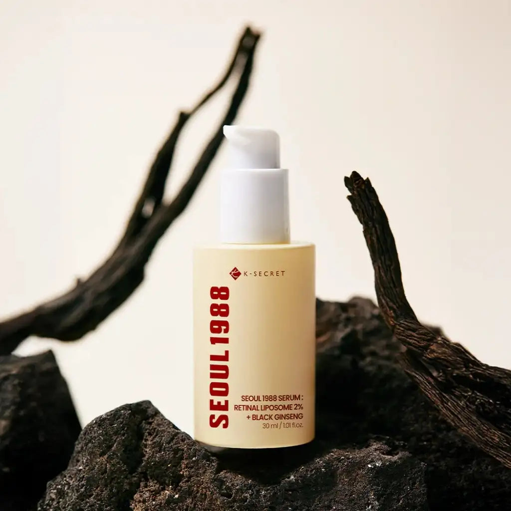 K-SECRET - SEOUL 1988 Serum : Retinal Liposome 2% + Black Ginseng 30ml - Vegan and cruelty-free advanced anti-aging serum - Kbeauty Korean Skinorea shop Europe fast delivery - skincare coréenne Skinorea shop France Paris livraison rapide - yesstyle