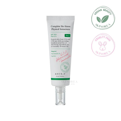 AXIS-Y Complete No-Stress Physical Sunscreen V.3 50ml - Hydrating Korean physical sun cream with Mugwort