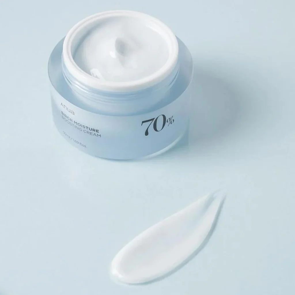 Anua Birch 70 Moisture Boosting Cream 50ml - Crème hydratante vegan Anua- texture - K-beauty soin cosmétique corée Skinorea shop France livraison rapide - yesstyle