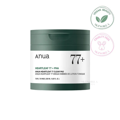 Anua Heartleaf 77% Clear Pad 70pads - Vegan exfoliating and calming Toner Pads - Kbeauty Korean Skinorea shop Europe fast delivery - skincare coréenne Skinorea shop France Paris livraison rapide - yesstyle