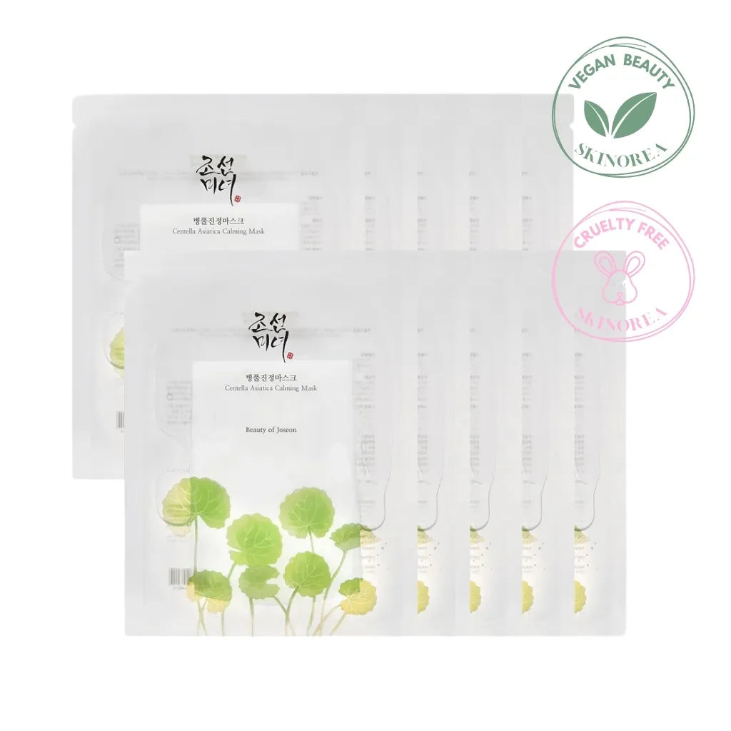 Beauty of Joseon Centella Asiatica Calming Mask Pack 10 masks - Vegan soothing face mask for irritated and sensitive skin - Pack de 10 masques visage en tissu apaisants pour peau irritée et sensible - Kbeauty Korean Skinorea shop Europe fast delivery - skincare coréenne Skinorea shop France Paris livraison rapide 