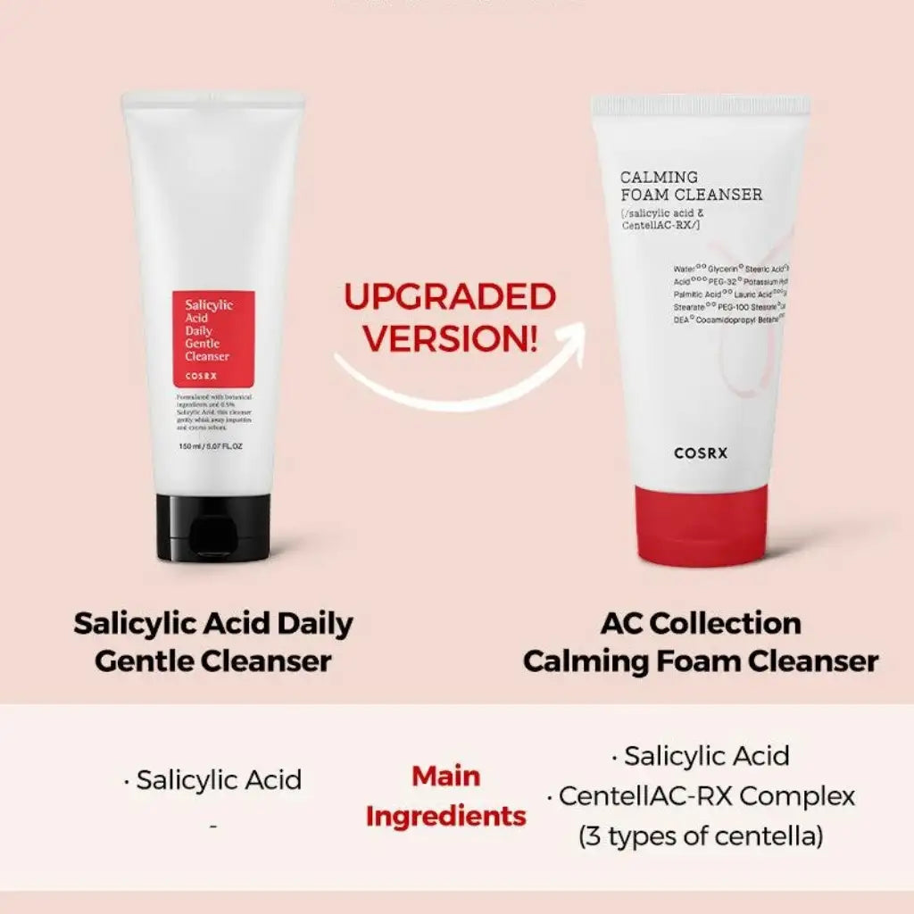 COSRX AC Collection Calming Foam Cleanser - Upgraded version of Salicylic Acid Daily Gentle Cleanser - Version améliorée du Nettoyant Salicylic Acid Daily Gentle Cleanser