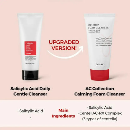 COSRX AC Collection Calming Foam Cleanser - Upgraded version of Salicylic Acid Daily Gentle Cleanser - Version améliorée du Nettoyant Salicylic Acid Daily Gentle Cleanser
