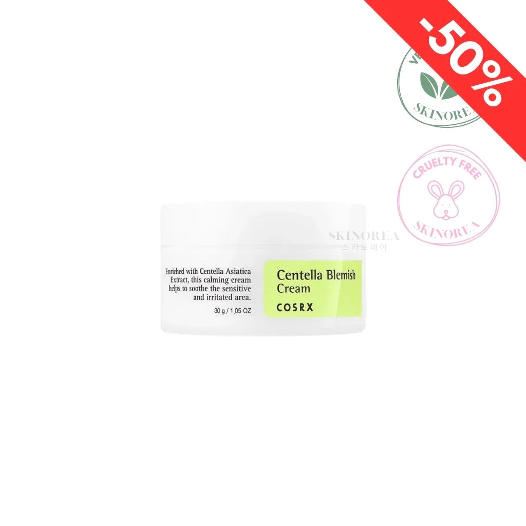 COSRX Centella Blemish Cream 30g - Soin apaisant pour les taches cruelty-free à - 50% de réduction pas cher - Kbeauty skincare coréenne Skinorea shop Paris France livraison rapide