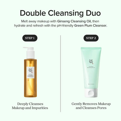 Beauty of Joseon Green Plum Refreshing Cleanser 100ml  - Double Cleansing Duo with Ginseng Cleansing Oil and Green Plum Cleanser - Duo de double nettoyage avec l'huile démaquillante au ginseng et le nettoyant à la prune verte - SKINOREA K-Beauty