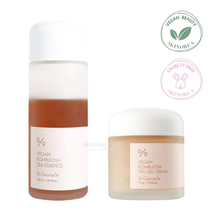 Dr.Ceuracle Vegan Kombucha Tea Pack - Essence + Gel Cream 75g - Nourishing and Detoxifying Skincare