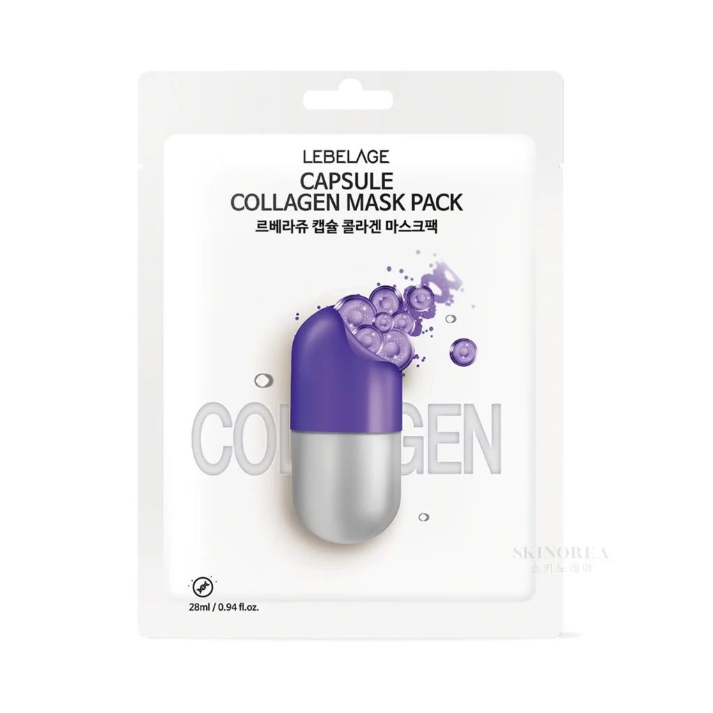 LEBELAGE Capsule Collagen Mask Pack - 10 masks - Pack de 10 masques visage anti-âge et hydratant pas cher - Kbeauty Korean skincare Europe fast delivery - Skincare coréenne Skinorea shop Paris France livraison rapide - yesstyle