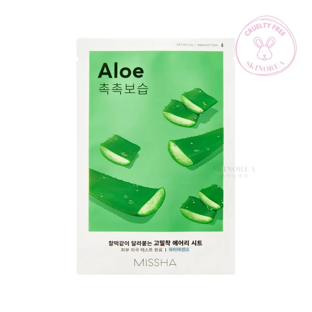 MISSHA Airy Fit Sheet Mask Aloe 19g 1 sheet - Moisturizing mask for dry skin - Kbeauty Korean skincare Europe fast delivery - Skincare coréenne Skinorea shop Paris France livraison rapide - yesstyle