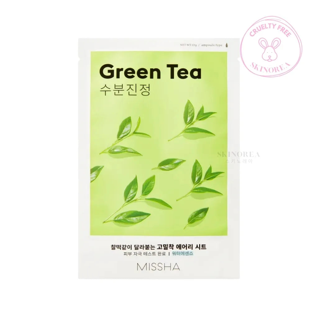 MISSHA Airy Fit Sheet Mask Green Tea 19g 1 sheet - Purifying and hydrating sheet mask - Masque en tissu visage purifiant et hydratant - Kbeauty Korean skincare Europe fast delivery - Skincare coréenne Skinorea shop Paris France livraison rapide - yesstyle