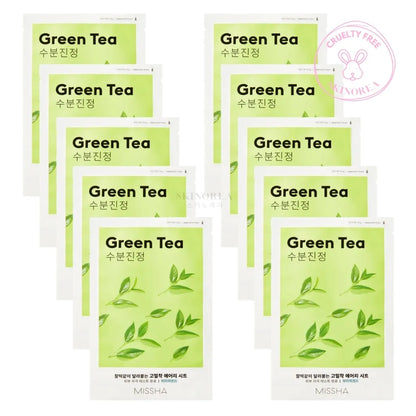 MISSHA Airy Fit Sheet Mask Green Tea Pack 10 masks - Purifying and hydrating sheet mask - Pack de 10 masques coréens visage en tissu purifiants et hydratants - Kbeauty Korean skincare Europe fast delivery - Skincare coréenne Skinorea shop Paris France livraison rapide