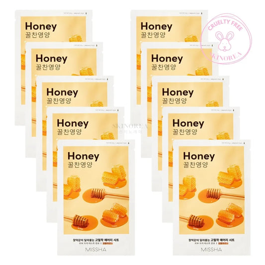 MISSHA Airy Fit Sheet Mask Honey Pack 10 masks - Pack de 10 masques visage en tissu nourrissants - Kbeauty skincare coréenne Skinorea shop Paris France livraison rapide - Kbeauty Korean Skinorea shop Paris France fast delivery 