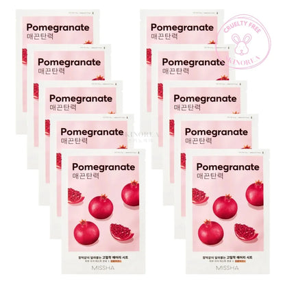 MISSHA Airy Fit Sheet Mask Pomegranate Pack 10 masks - Sheet mask for skin elasticity - Pack de 10 masques coréens visage en tissu pour l'élasticité de la peau - Kbeauty Korean skincare Europe fast delivery - Skincare coréenne Skinorea shop Paris France livraison rapide
