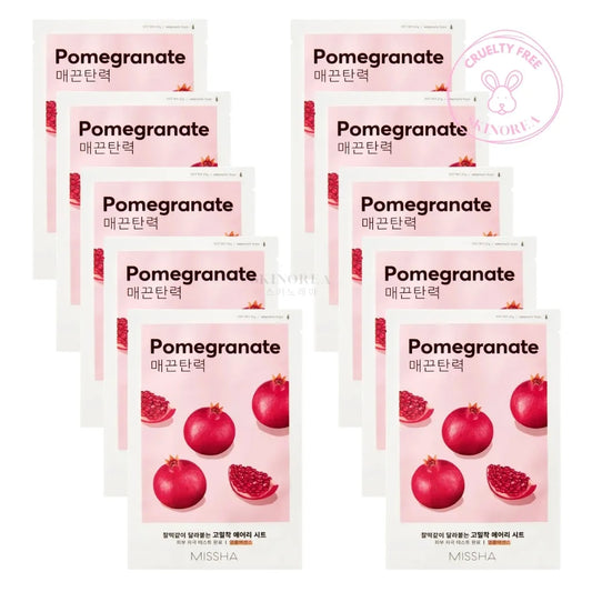 MISSHA Airy Fit Sheet Mask Pomegranate Pack 10 masks - Sheet mask for skin elasticity - Pack de 10 masques coréens visage en tissu pour l'élasticité de la peau - Kbeauty Korean skincare Europe fast delivery - Skincare coréenne Skinorea shop Paris France livraison rapide