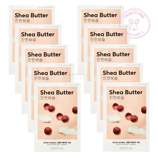 MISSHA Airy Fit Sheet Mask Shea Butter Pack 10 masks - Deep moisturizing facial mask - Pack de 10 masques coréens visage en tissu hydratants en profondeur - Kbeauty Korean skincare Europe fast delivery - Skincare coréenne Skinorea shop Paris France livraison rapide