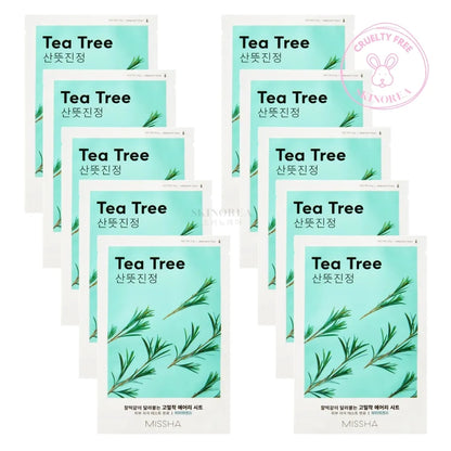 MISSHA Airy Fit Sheet Mask Tea Tree Pack 10 masks- Soothing facial mask - Pack de 10 masques visage en tissu apaisants à base d'arbre à thé - Kbeauty Korean skincare Europe fast delivery - Skincare coréenne Skinorea shop Paris France livraison rapide - yesstyle