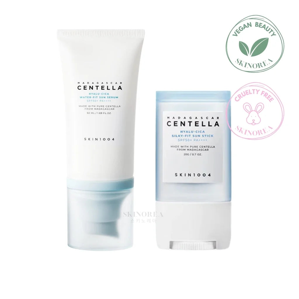 SKIN1004 Hyalu-Cica Sun Pack - Sun Serum + Sun Stick (SPF 50+) - Hydrating soothing sun duo protection - Protection duo solaire hydratante et apaisante coréenne - Kbeauty Korean Skinorea shop Europe fast delivery - skincare coréenne Skinorea shop France Paris livraison rapide