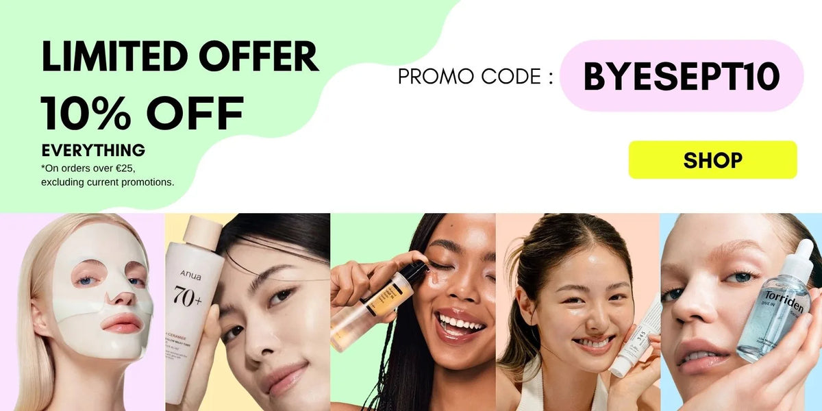 SKINOREA K-Beauty limited offer: 10% off Korean skincare on orders over €25 with code BYESEPT10 
